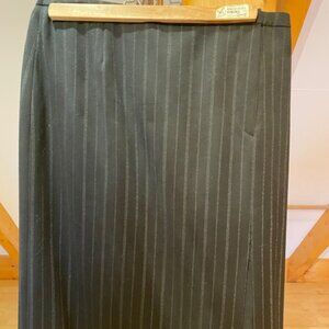 Armani Collezioni Straight And Pencil Skirt Womens 10Black Virgin Wool Pinstripe